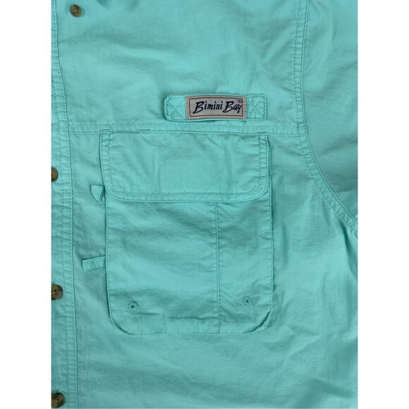 Bimini Bay Vented Fishing Shirt Men S Aqua Blue Short Sleeve Outdoor Quick‎ Dry - Picture 2 of 8